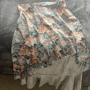 SHEIN Orange Gray Asymmetrical Midi Skirt for Casual Wear